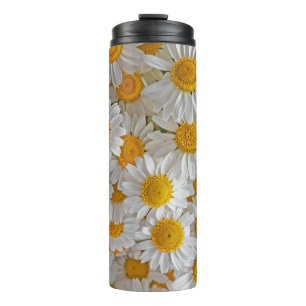 White Daisies: Beautiful Floral Background Thermal Tumbler