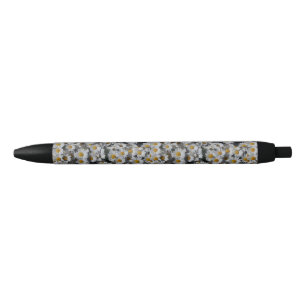 White Daisies Black Ink Pen