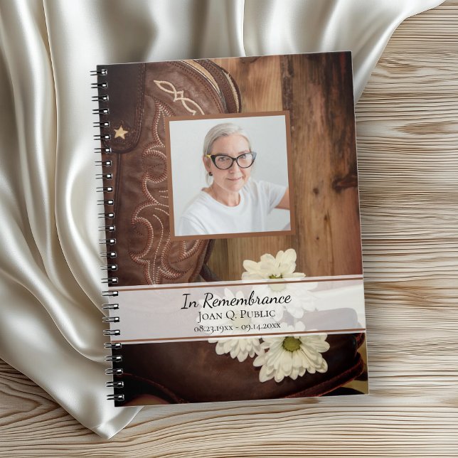 White Daisies Boots Funeral Memorial Guest Book (Creator Uploaded)