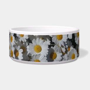 White Daisies Ceramic Pet Bowl