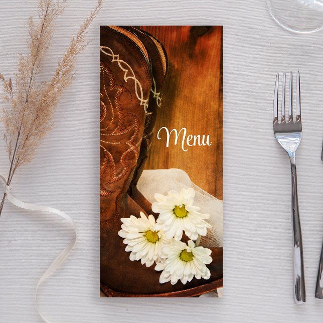 White Daisies Cowboy Boots Western Wedding Menu (Creator Uploaded)