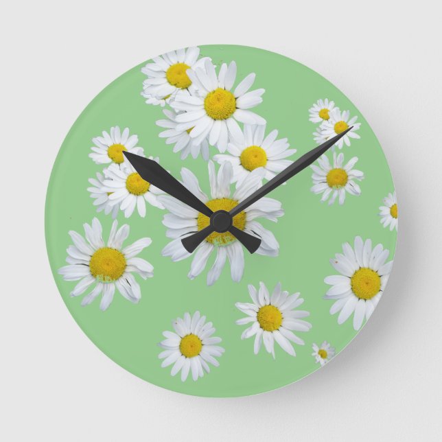 White Daisies Cust. Wall Clock (Front)