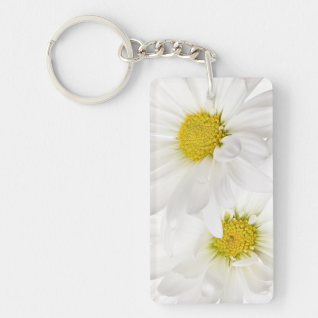 White Daisies - Customised Daisy Flower Template Key Ring (Front)