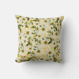 White Daisies Daisy Flower Yellow Bright Cheerful Cushion