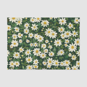 White Daisies Ditsy Pastel Boho 70s Vintage Floral Tissue Paper