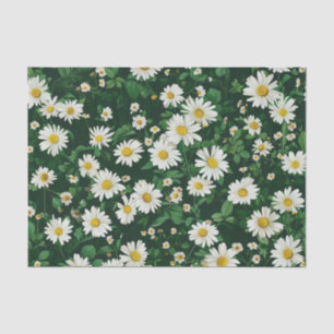 White Daisies Ditsy Pastel Boho 70s Vintage Floral Tissue Paper