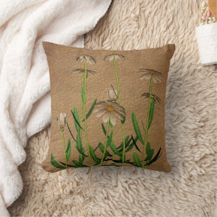 White Daisies Floral Art Cushion