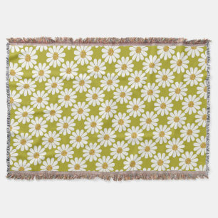 White Daisies floral patterns Throw Blanket