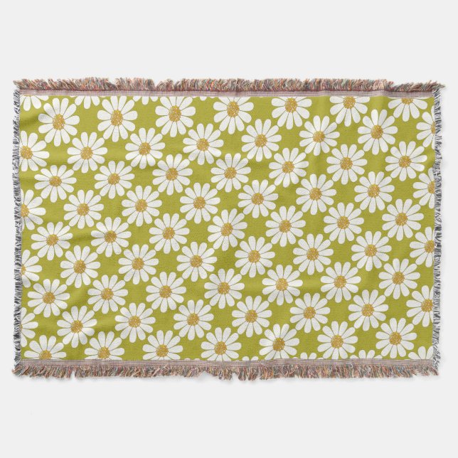 White Daisies floral patterns Throw Blanket (Front)