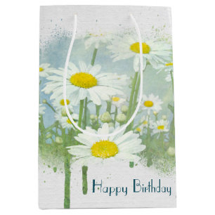 White Daisies for Birthday Medium Gift Bag