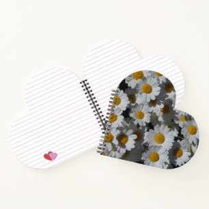 White Daisies Heart Notebook