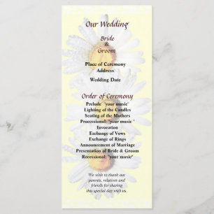 White Daisies in the Rain Wedding Program