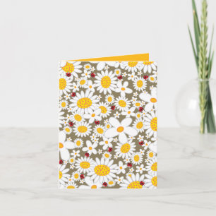 White Daisies & Ladybugs Custom Invitation Card