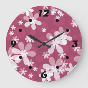 White daisies large clock