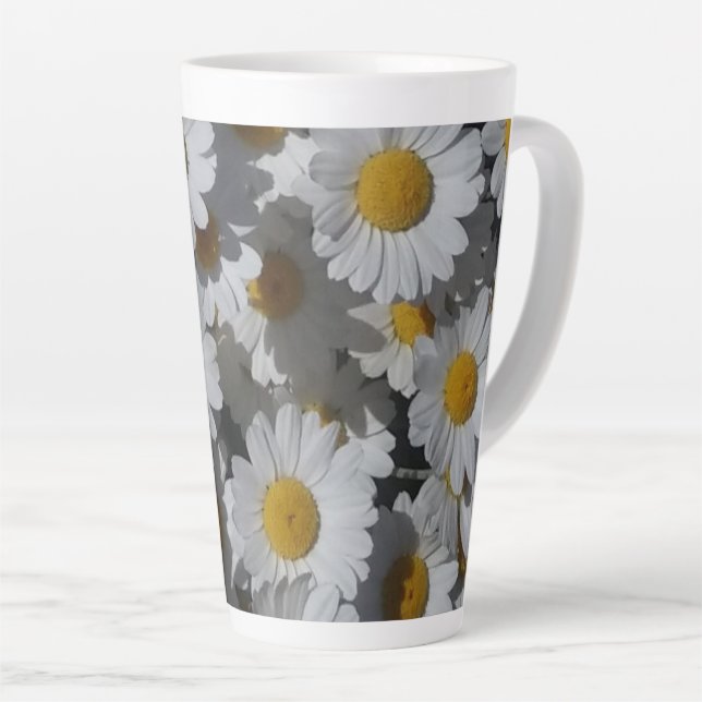 White Daisies  Latte Mug (Right Angle)