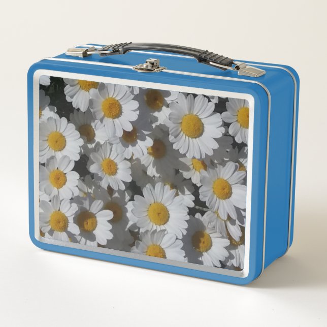 White Daisies Metal Lunch Box (Front)