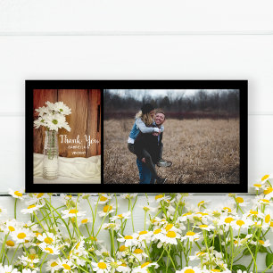 White Daisies Milk Bottle Barn Wedding Thank You Card