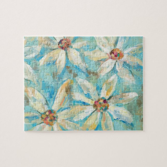 White Daisies on Blue Jigsaw Puzzle (Horizontal)