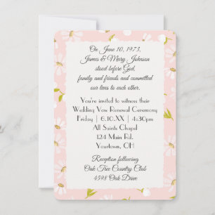White Daisies On Blush Pink Vow Renewal Invitation