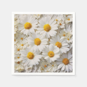 White Daisies On Distressed Paper Napkin
