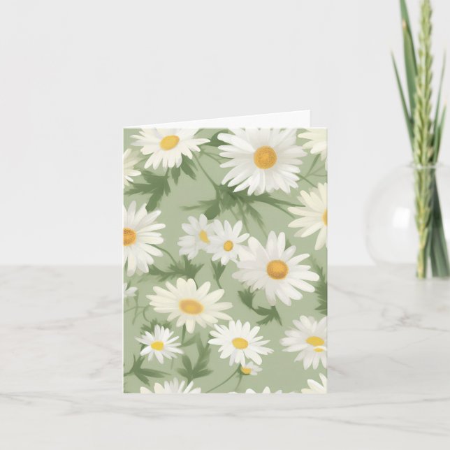 White Daisies On Green Card (Front)