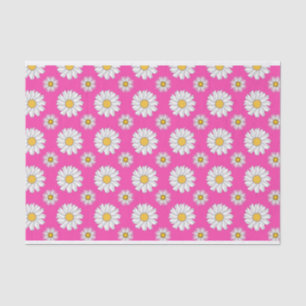 White Daisies on Hot Pink Tissue Paper