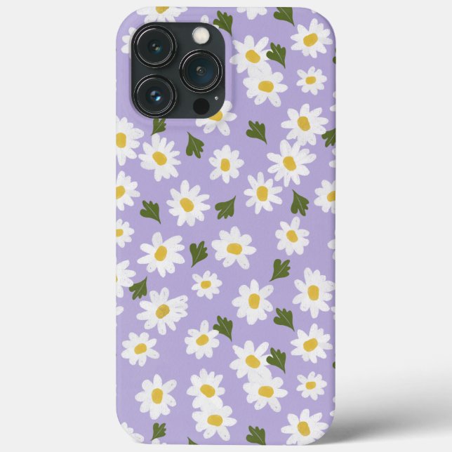 White Daisies on lavender  Case-Mate iPhone Case (Back)