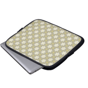 White Daisies Pattern Custom Background Laptop Sleeve