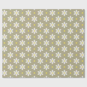 White Daisies Pattern Custom Background Wrapping Paper