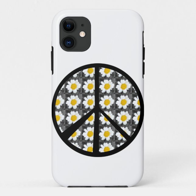 White Daisies Peace Sign Case-Mate iPhone Case (Back)
