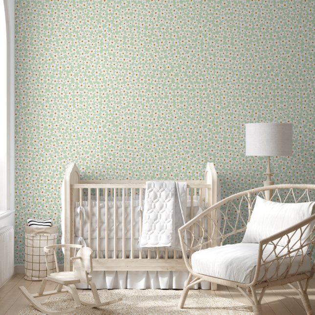 White Daisies Peel & Stick Wallpaper  (Kids)