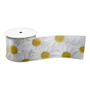 White Daisies Satin Ribbon