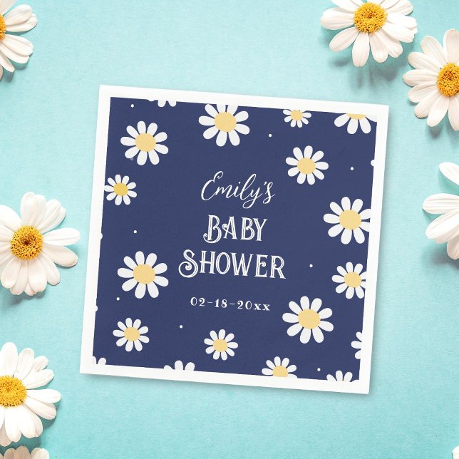 White Daisies Spring Summer Boy Baby Shower Napkin (Creator Uploaded)