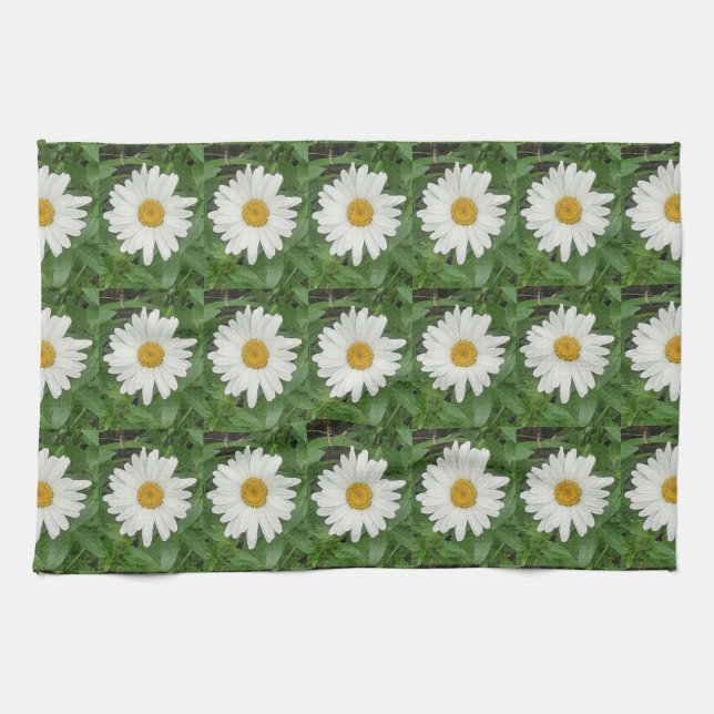 White Daisies Tea Towel (Horizontal)