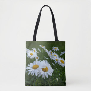 white daisies tote bag