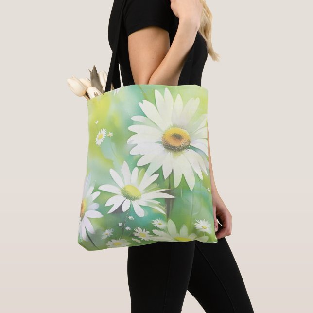 White Daisies Tote Bag (Close Up)
