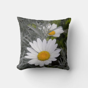 White Daisies (w/Gold) Throw Pillow *Reversible*