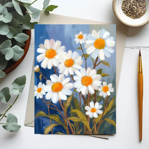 White Daisies Watercolor Flowers Painted Postcard
