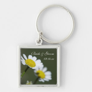 White Daisies Wedding Keychain
