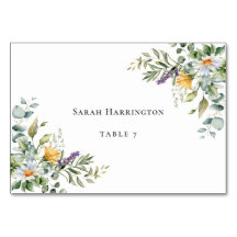 White Daisies Wedding Place Card