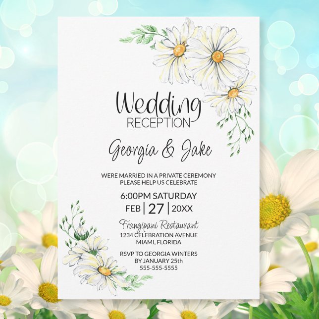 White Daisies Wedding Reception Invitation (Creator Uploaded)
