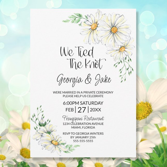 White Daisies Wedding Reception Invitation (Creator Uploaded)