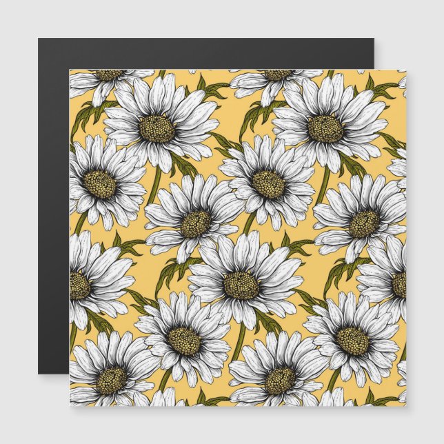 White daisies, wild flowers on yellow (Front/Back)