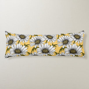 White daisies, wild flowers on yellow body cushion