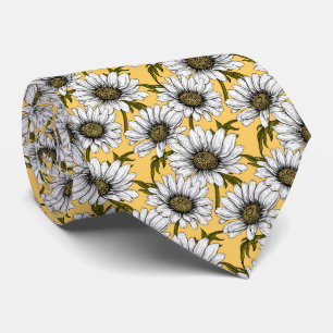 White daisies, wild flowers on yellow tie