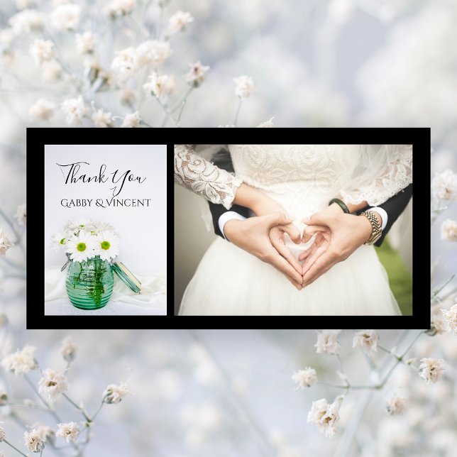 White Daisies with Blue Jar Vase Wedding Thank You (Creator Uploaded)