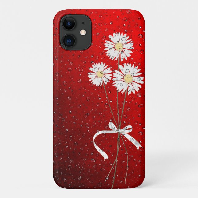 white daisies with raindrops Case-Mate iPhone case (Back)