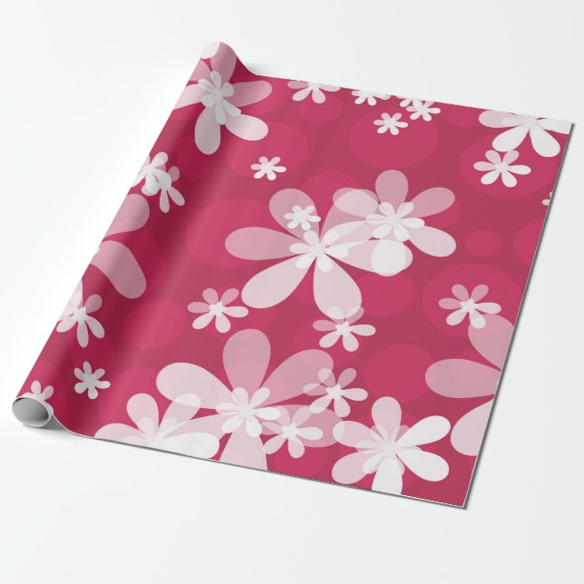 White daisies wrapping paper (Unrolled)