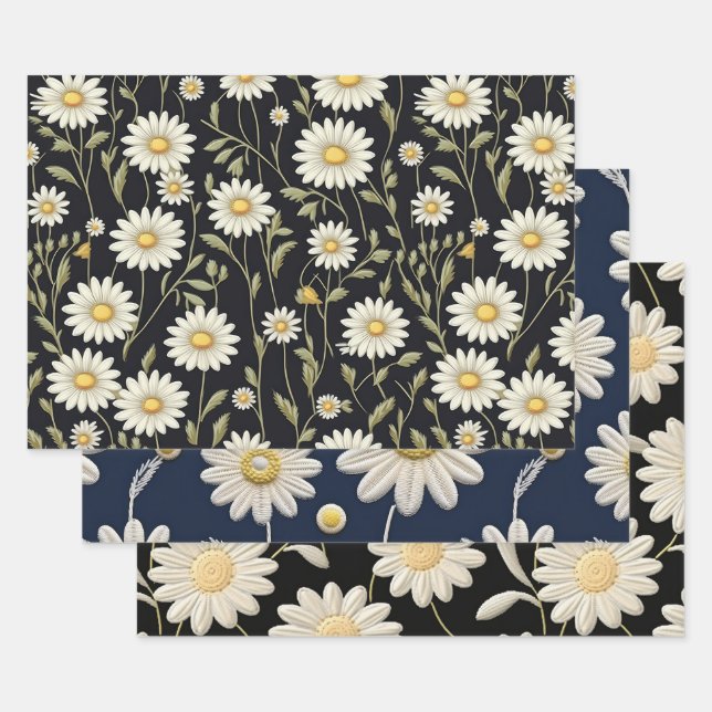 White Daisies Wrapping Paper Sheet (Set)