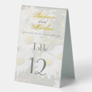 White Daisies Yellow and Grey Script Elegant